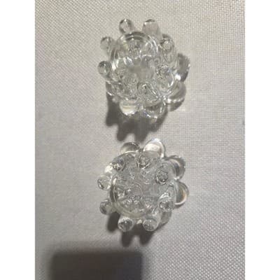 Vintage Reims France Bubble Glass Candle Holders Clear Flower Candlesticks - Thumbnail 2