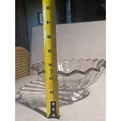 Antique EAPG Clear Glass Serving Bowl Patented Nov 8 1870 Scalloped Ribbed 8" - Thumbnail 7