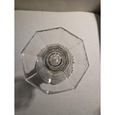 Vintage Sowerby Glass Derby Vase No 2414 Clear UV Manganese Glow Hobstar - Thumbnail 6