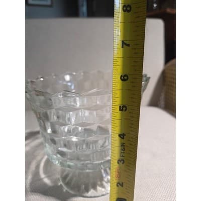 Vintage Fostoria glass Cubist Compote Footed Pedestal Bowl 6" x 5.5" - Thumbnail 7