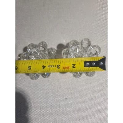 Vintage Reims France Bubble Glass Candle Holders Clear Flower Candlesticks - Thumbnail 5