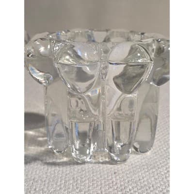 Vintage Reims France Bubble Glass Candle Holders Clear Flower Candlesticks - Thumbnail 4