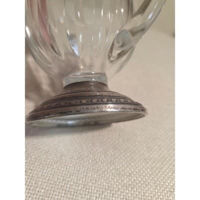 Vintage Saben Glass Creamer & Sugar Bowl Set Weighted Sterling Silver Bases - Thumbnail 5