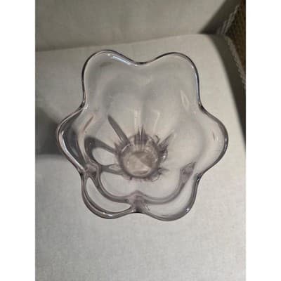 Vtg Imperial Glass Clear Swung Vase Flute Morning Glory Ribbed EAPG 1900s - Thumbnail 3
