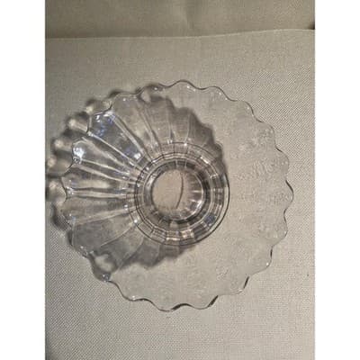 Antique EAPG Clear Glass Serving Bowl Patented Nov 8 1870 Scalloped Ribbed 8" - Thumbnail 2