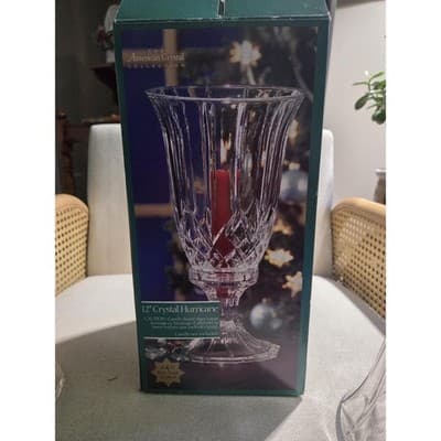 The American Crystal Collection 12" Crystal Hurricane Candle Holder Vase - Thumbnail 5