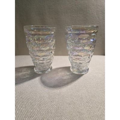 Vintage Federal Glass Colonial Iridescent Highball & Tumbler Set of 4 MCM - Thumbnail 3
