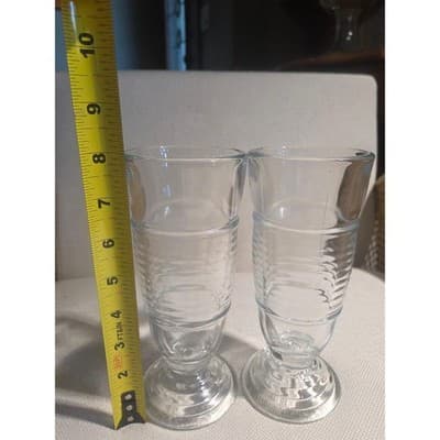 Vintage Anchor Hocking Manhattan Clear Footed Milkshake Parfait Glasses - Pair - Thumbnail 7