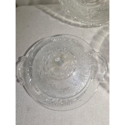 8pc Total Vintage Anchor Hocking Sandwich Clear Glass 3 Bowls Sugar Butter Lids - Thumbnail 8