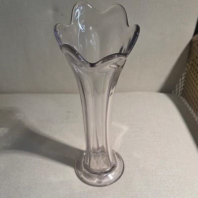 Vtg Imperial Glass Clear Swung Vase Flute Morning Glory Ribbed EAPG 1900s - Thumbnail 4