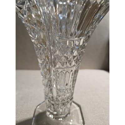 Vintage Sowerby Glass Derby Vase No 2414 Clear UV Manganese Glow Hobstar - Thumbnail 4