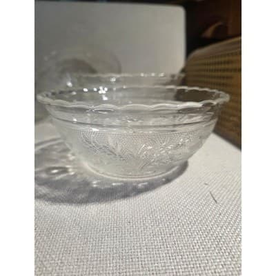 8pc Total Vintage Anchor Hocking Sandwich Clear Glass 3 Bowls Sugar Butter Lids - Thumbnail 6