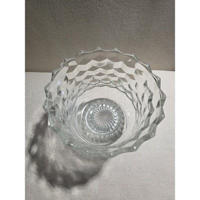 Vintage Fostoria glass Cubist Compote Footed Pedestal Bowl 6" x 5.5" - Thumbnail 2