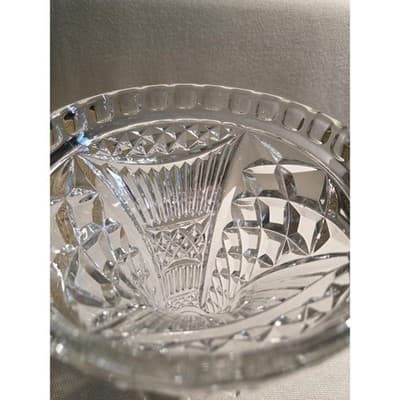 Vintage Sowerby Glass Derby Vase No 2414 Clear UV Manganese Glow Hobstar - Thumbnail 3