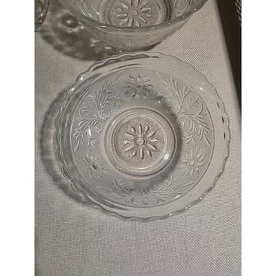 8pc Total Vintage Anchor Hocking Sandwich Clear Glass 3 Bowls Sugar Butter Lids - Thumbnail 7