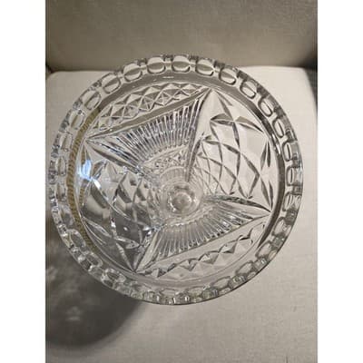 Vintage Sowerby Glass Derby Vase No 2414 Clear UV Manganese Glow Hobstar - Thumbnail 2