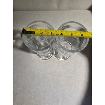 Vintage Anchor Hocking Manhattan Clear Footed Milkshake Parfait Glasses - Pair - Thumbnail 6
