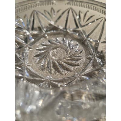 Vintage Heavy Cut Lead Crystal Ashtray 5.5” MCM Cigar Cigarette Trinket Dish - Thumbnail 4