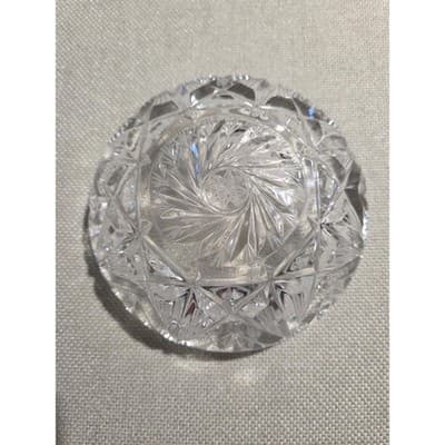 Vintage Heavy Cut Lead Crystal Ashtray 5.5” MCM Cigar Cigarette Trinket Dish - Thumbnail 3