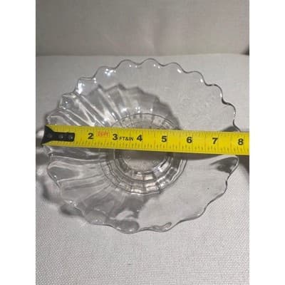 Antique EAPG Clear Glass Serving Bowl Patented Nov 8 1870 Scalloped Ribbed 8" - Thumbnail 6