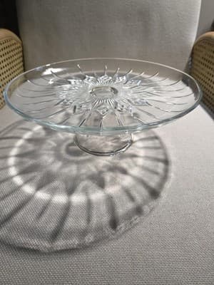 Clear Glass Starburst Round Pedestal Cake Stand Decorative Dessert Stand - Thumbnail 3