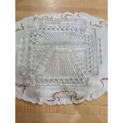 Clear Glass Serving Dish - Decorative Square Serveware
