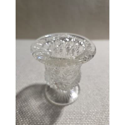 Vintage L.E. Smith Clear Glass Daisy and Button Urn Toothpick Holder Pedestal