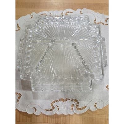 Clear Glass Serving Dish - Decorative Square Serveware - Thumbnail 2
