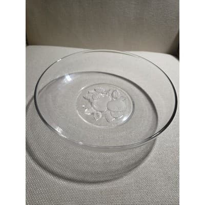 Vintage Imperial Glass Frosted Fruit Shallow Bowl Deep Salad Plate Clear 8.5"