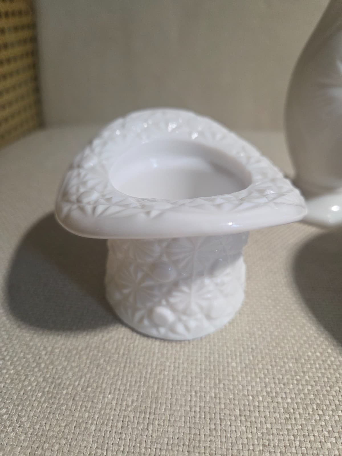 Lot of 3 Vintage Fenton White Milk Glass Top Hats 2 Sizes Bud Vase Choice - Thumbnail 7