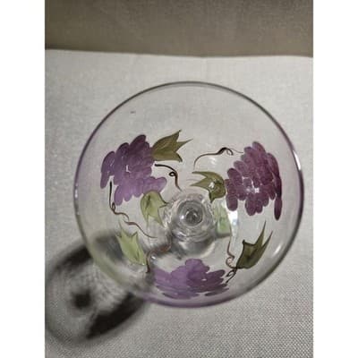 Home Essentials Vintage Hand Painted Wine Decanter Set 2 Glasses Purple Grapes - Thumbnail 6