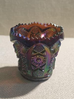 Imperial Purple Carnival Glass Toothpick Hilder, Iridescent Finish, Round,