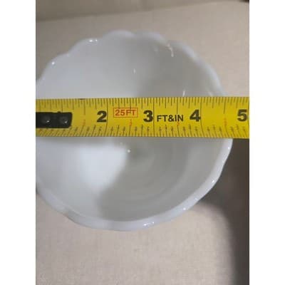 Vintage Milk Glass Pedestal Planter Bowl Scalloped Ribbed E.O. Brody Style 4.5" - Thumbnail 5