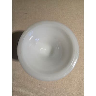 Vintage Milk Glass Pedestal Planter Bowl Scalloped Ribbed E.O. Brody Style 4.5" - Thumbnail 4