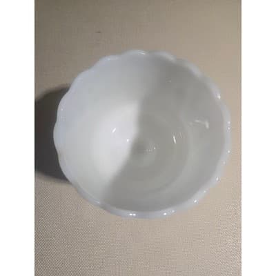 Vintage Milk Glass Pedestal Planter Bowl Scalloped Ribbed E.O. Brody Style 4.5" - Thumbnail 3