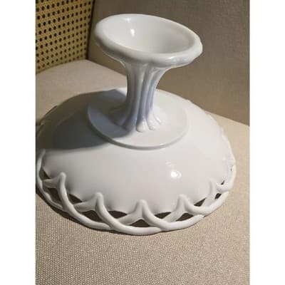 Vintage Pitman Dreitzer Milk Glass Old Colony Pedestal Bowl – Lacy Edge 1960s - Thumbnail 3