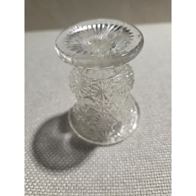 Vintage L.E. Smith Clear Glass Daisy and Button Urn Toothpick Holder Pedestal - Thumbnail 4