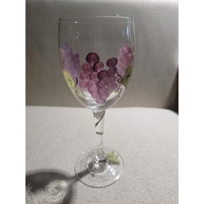 Home Essentials Vintage Hand Painted Wine Decanter Set 2 Glasses Purple Grapes - Thumbnail 5