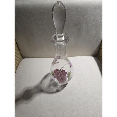 Home Essentials Vintage Hand Painted Wine Decanter Set 2 Glasses Purple Grapes - Thumbnail 2