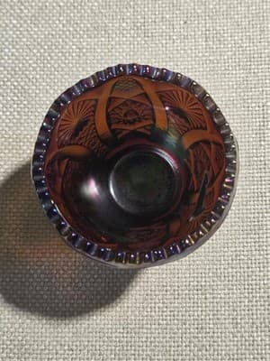 Imperial Purple Carnival Glass Toothpick Hilder, Iridescent Finish, Round, - Thumbnail 6