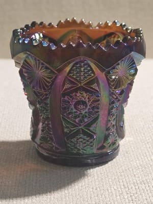 Imperial Purple Carnival Glass Toothpick Hilder, Iridescent Finish, Round, - Thumbnail 3