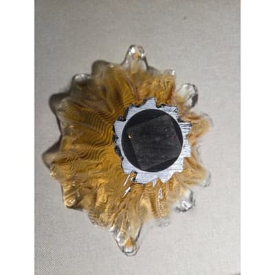 Antica Cristalleria Italiana Murano Amber Glass Silver Footed Bowl 11 3/4” Width - Thumbnail 6