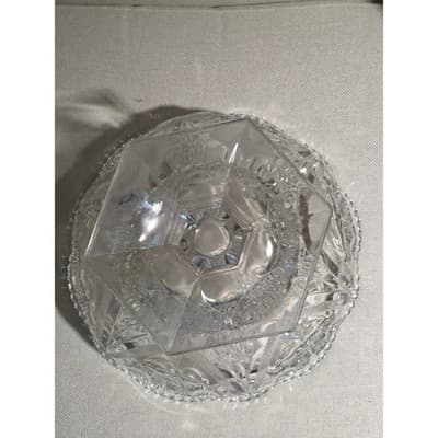 Antique McKee Sextec Pattern 11.5" Pedestal Centerpiece Bowl UV Manganese Glow - Thumbnail 5