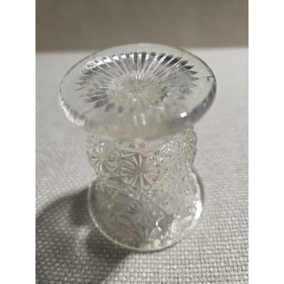 Vintage L.E. Smith Clear Glass Daisy and Button Urn Toothpick Holder Pedestal - Thumbnail 5