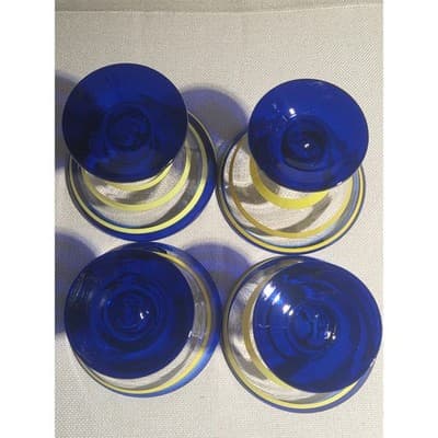 Lot of 4 Kosta Boda Royal Caribbean Martini Glasses Blue Swirl AS IS Fleabites - Thumbnail 2