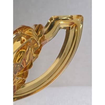 Vintage Kemple Amber Glass Large 11.5" Console Bowl Footed Two Handles Toltec - Thumbnail 5