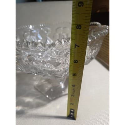 Antique McKee Sextec Pattern 11.5" Pedestal Centerpiece Bowl UV Manganese Glow - Thumbnail 10