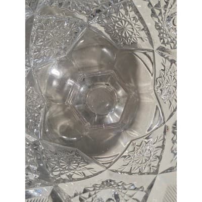 Antique McKee Sextec Pattern 11.5" Pedestal Centerpiece Bowl UV Manganese Glow - Thumbnail 7