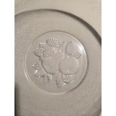 Vintage Imperial Glass Frosted Fruit Shallow Bowl Deep Salad Plate Clear 8.5" - Thumbnail 2