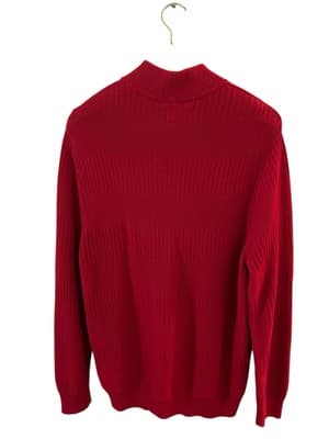 Chaps Red Cotton Men’s Pullover Half Zip Sweater Large Ralph Lauren Christmas - Thumbnail 7